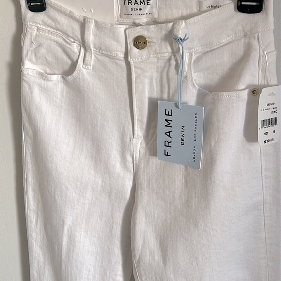 New FRAME High Rise Skinny Flared Fit White Stretch Denim Jean - Le High Flare - Picture 3 of 13